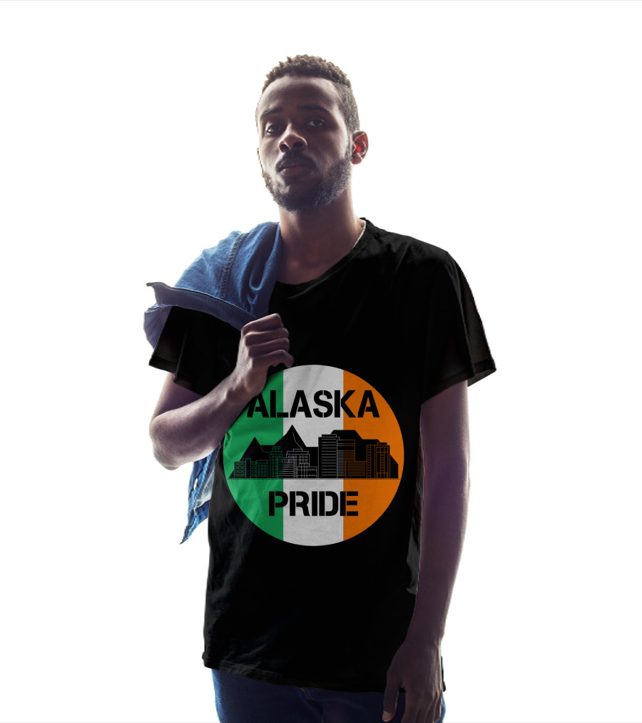 Alaska Pride Skyline With Irish Flag Colors T-Shirt