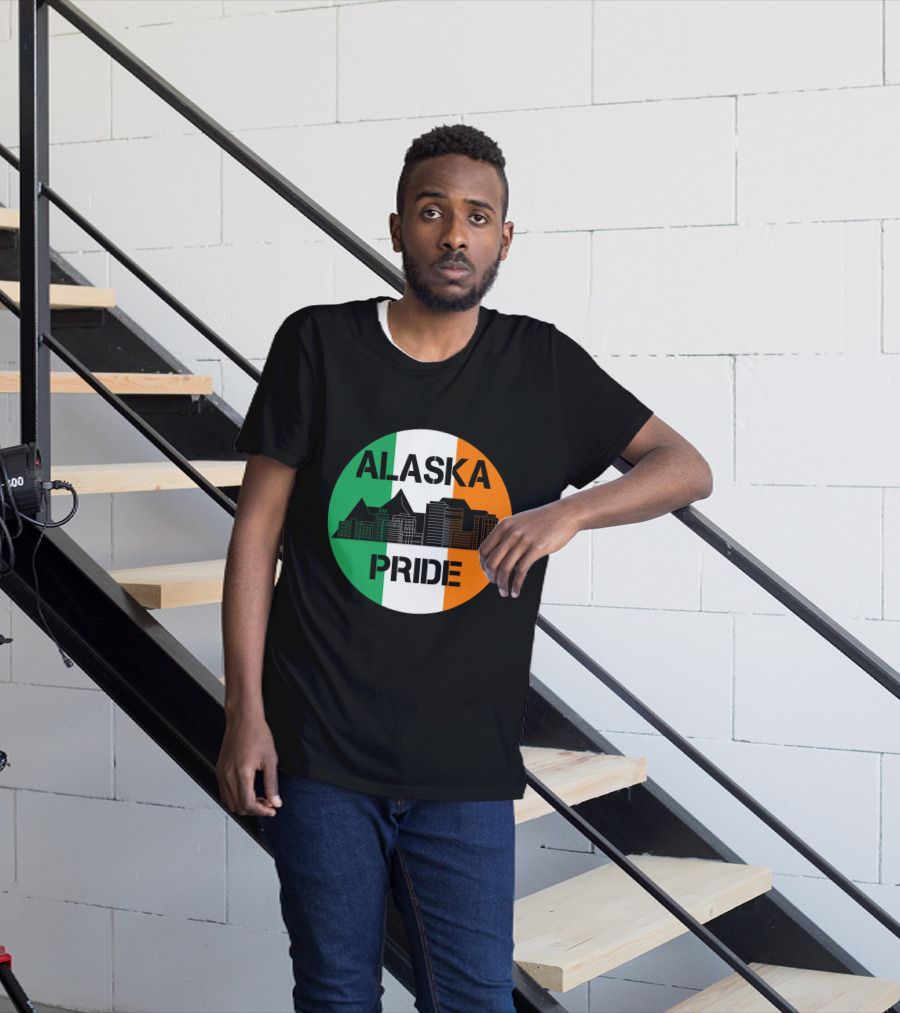 Alaska Pride Skyline With Irish Flag Colors T-Shirt