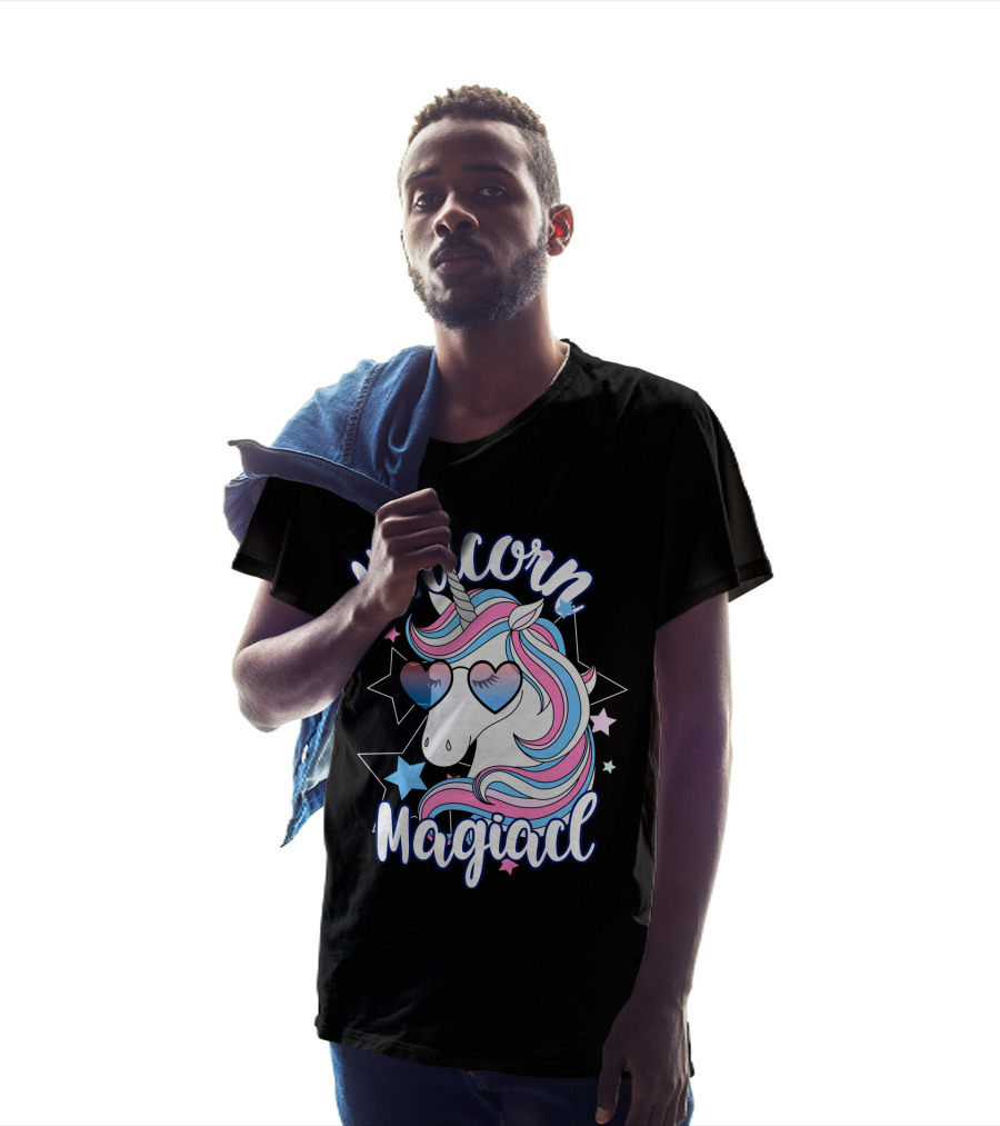 Unicorn Magiacl Rainbow Heart Sunglasses Stars T-Shirt