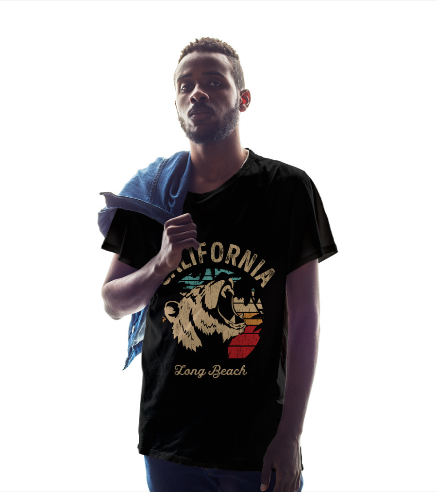 California Long Beach Bear Retro Vintage T-Shirt