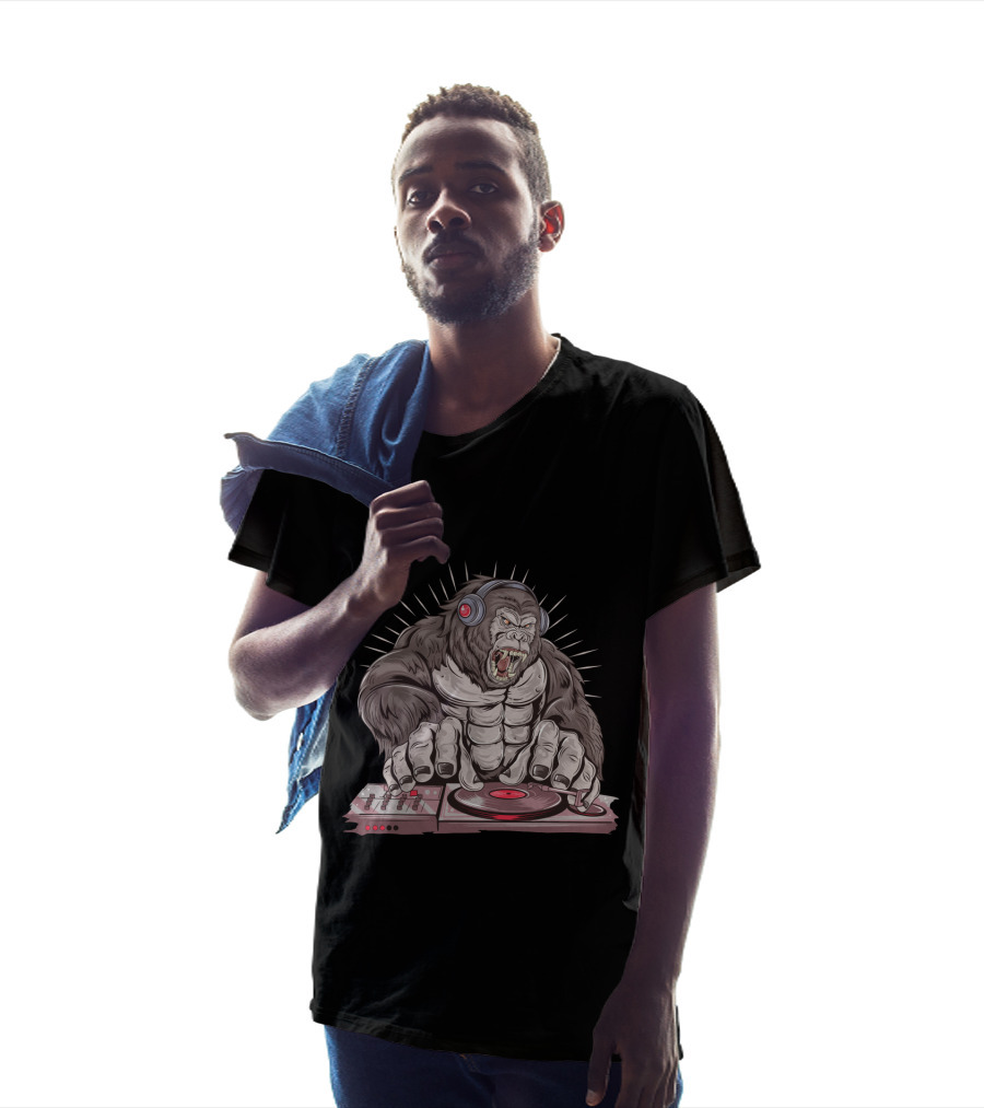 Funny Gorilla DJ With Headphones And Turntable T-Shirt