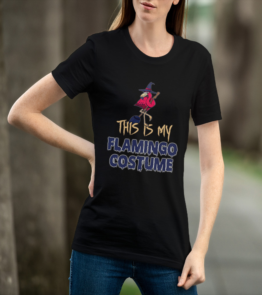 This Is My Flamingo Costume Witch Broomstick Family T-Shirt