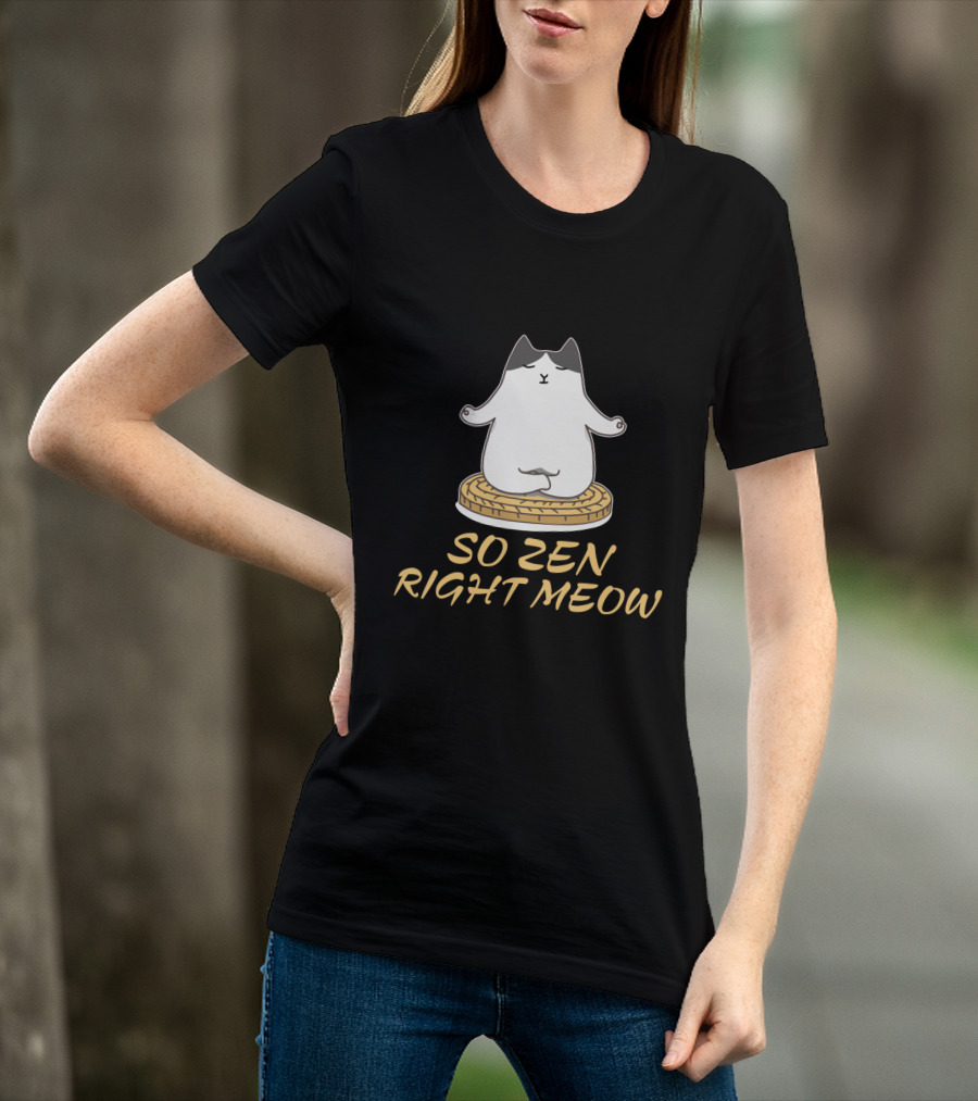 Relaxed Cat Meditating So Zen Right Meow T-Shirt
