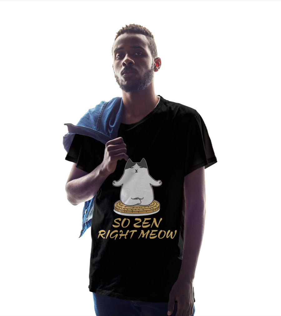 Relaxed Cat Meditating So Zen Right Meow T-Shirt
