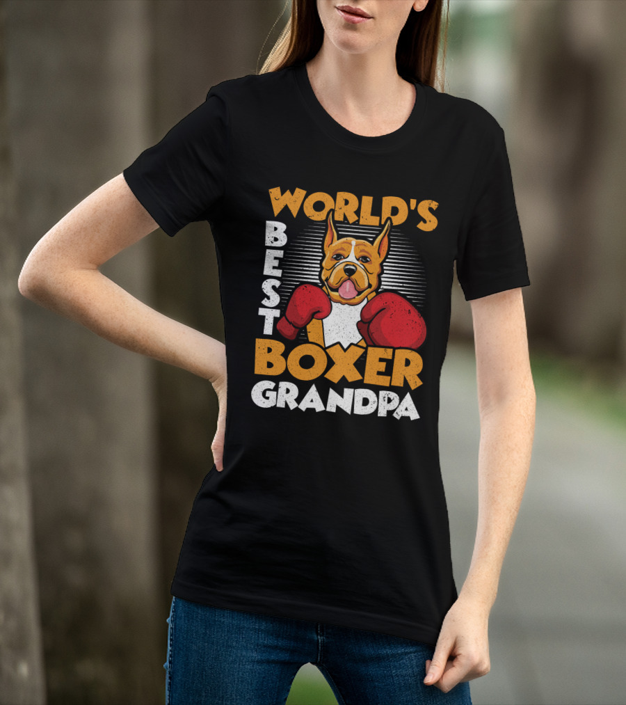 World's Best Boxer Grandpa Red Gloves Dog T-Shirt