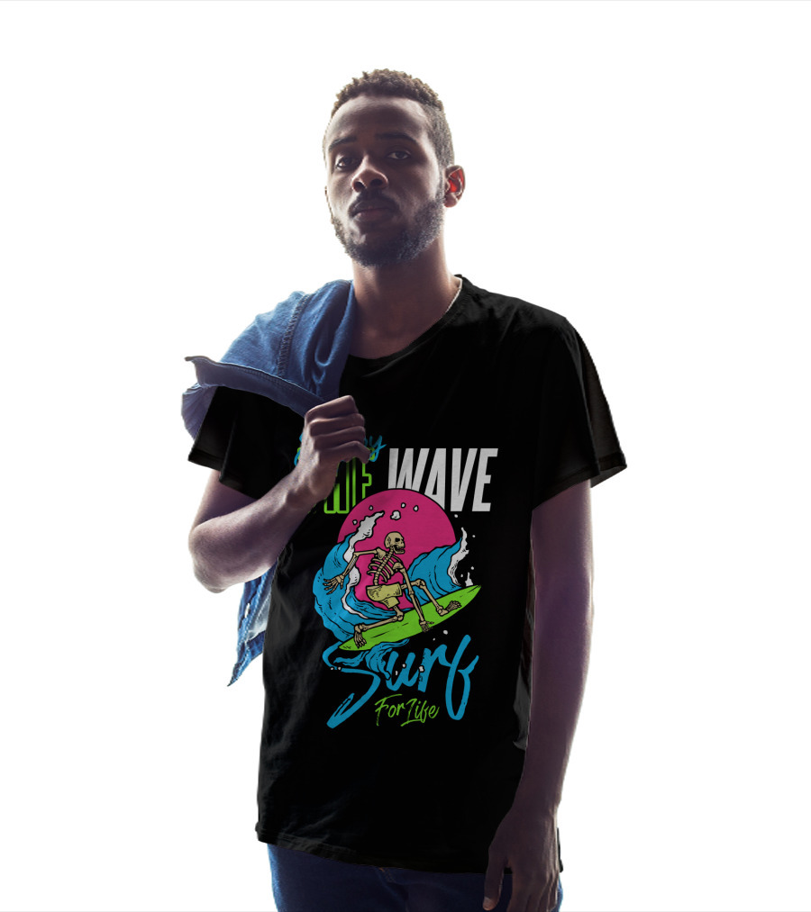 Enjoy The Wave Surf For Life Skull Surfing Summer T-Shirt