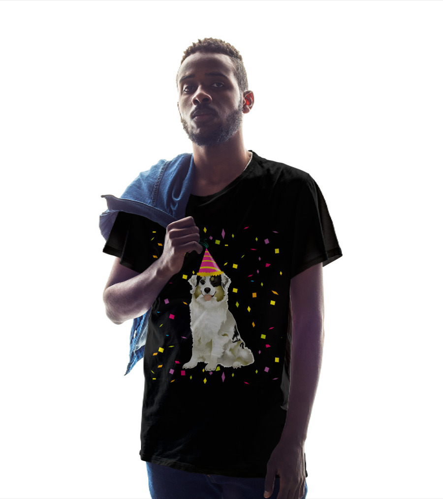 Funny Australian Shepherd Dog Birthday Party Confetti T-Shirt