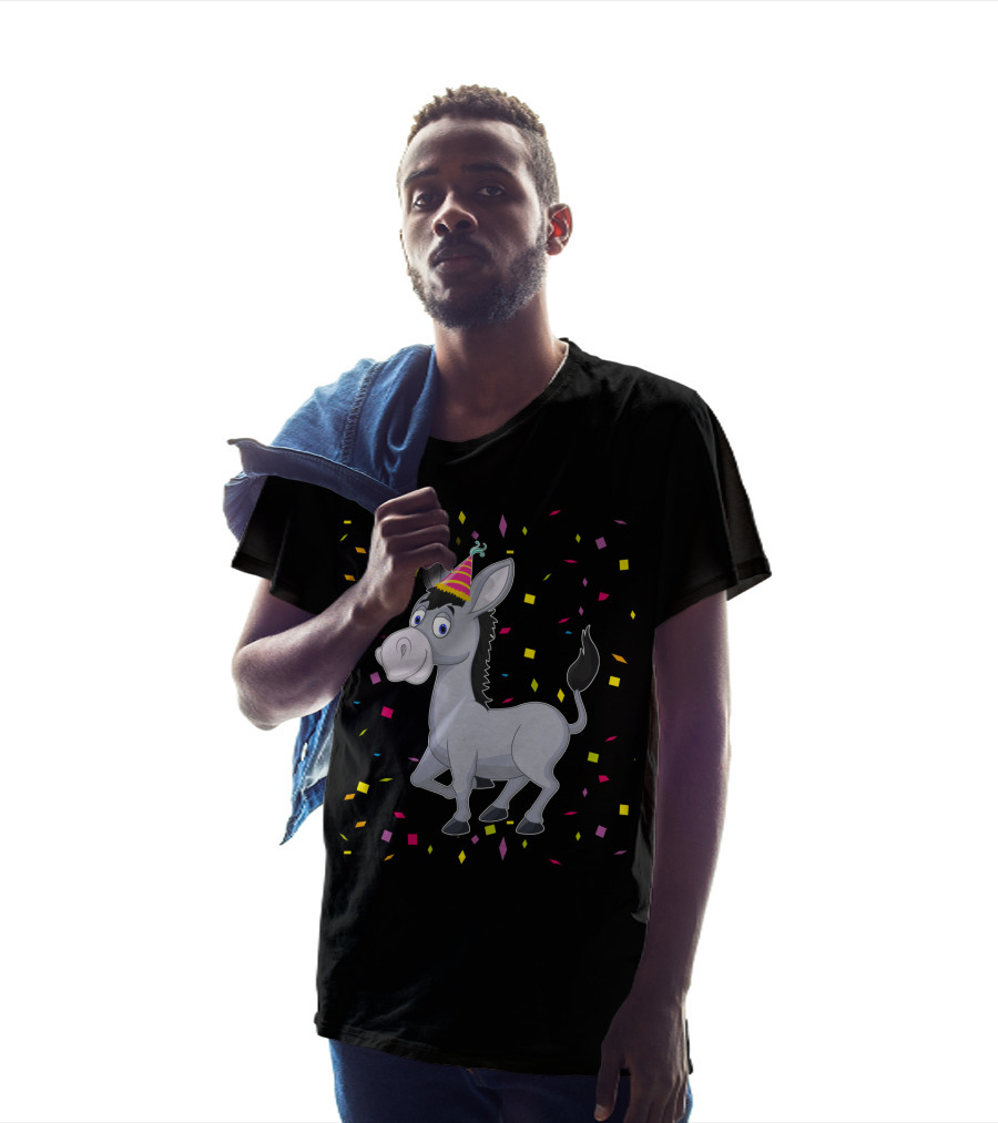 Happy Donkey Party Celebration With Colorful Confetti T-Shirt