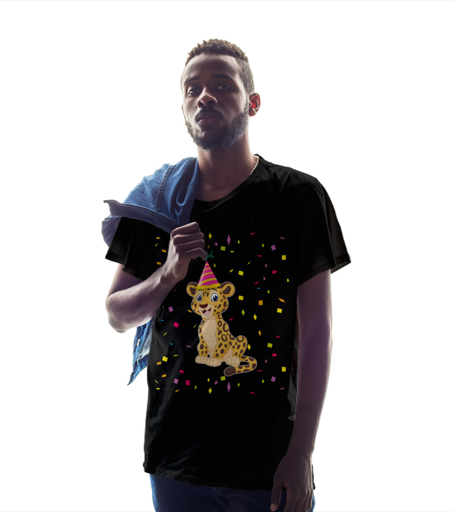 Funny Cheetah Birthday Party Hat Confetti T-Shirt