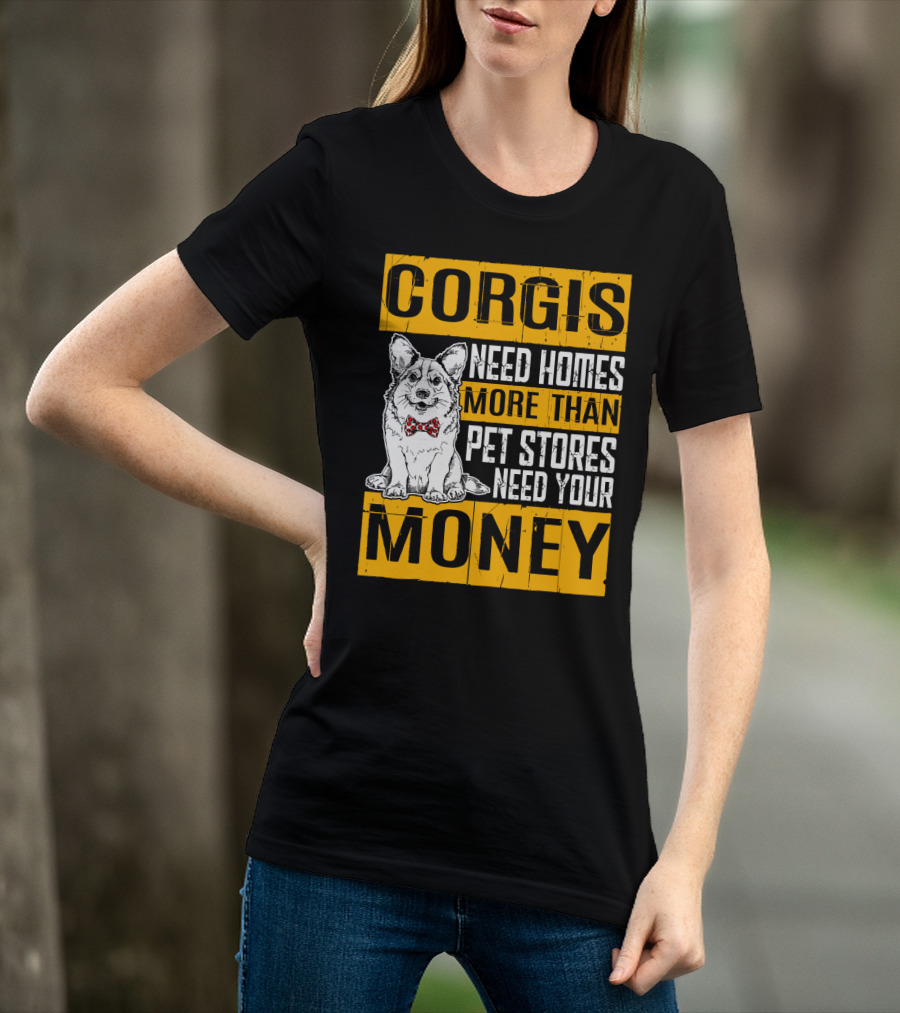 Corgis Need Homes More Than Pet Stores Need Your Money Bowtie T-Shirt