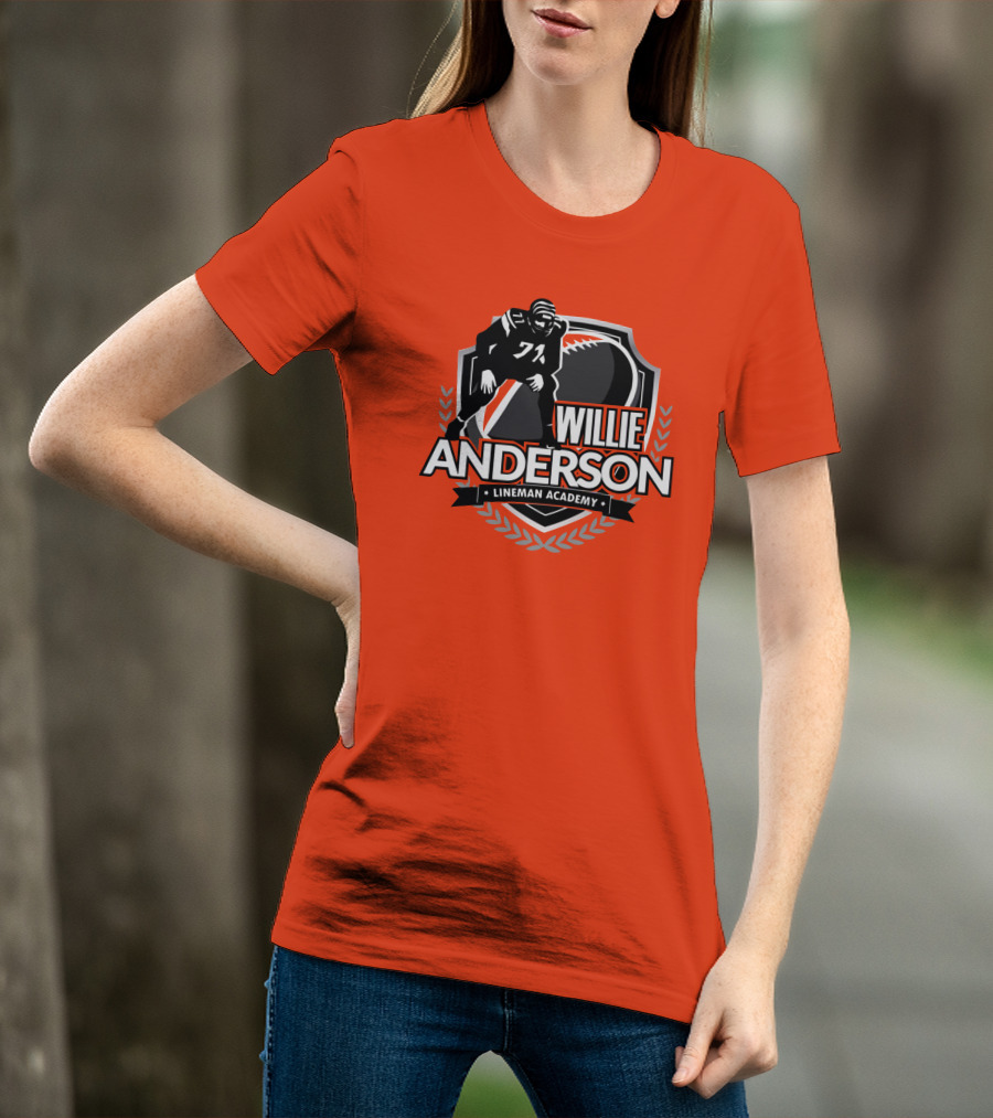 Willie Anderson Lineman Academy Football Shield T-Shirt