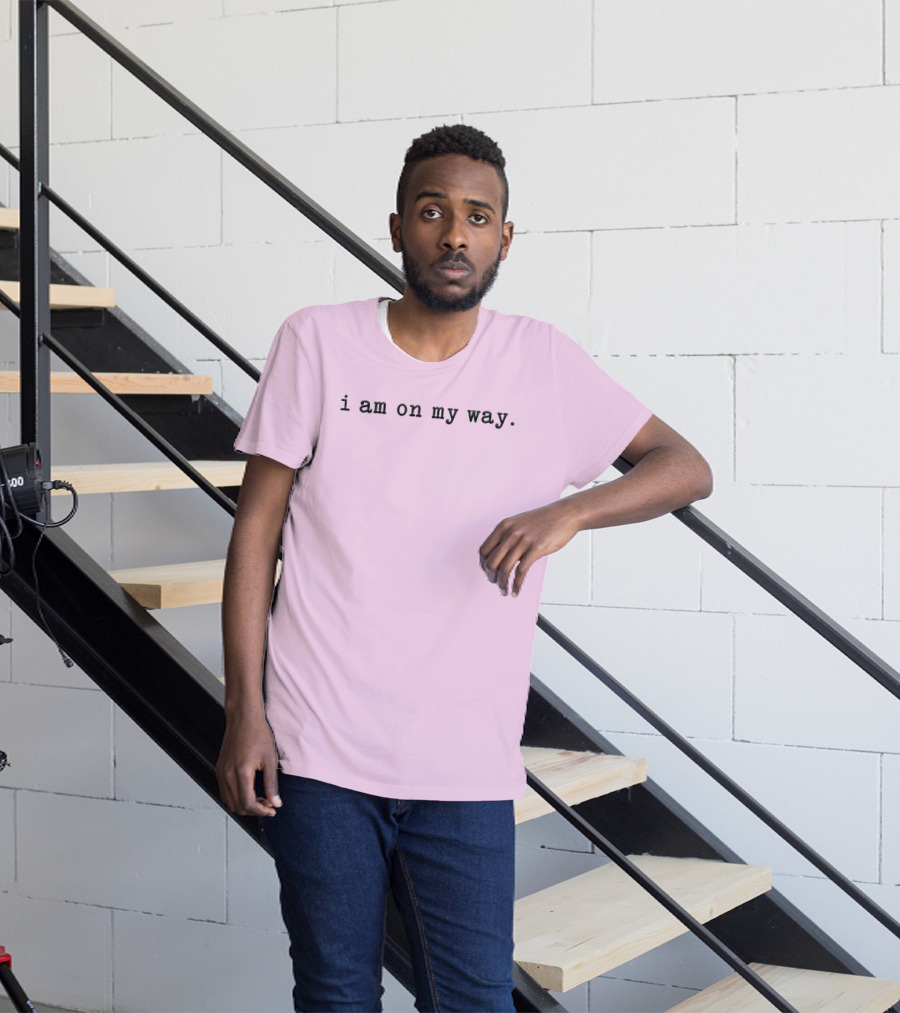 Isaac Anderson I Am On My Way Text On Pink Background T-Shirt