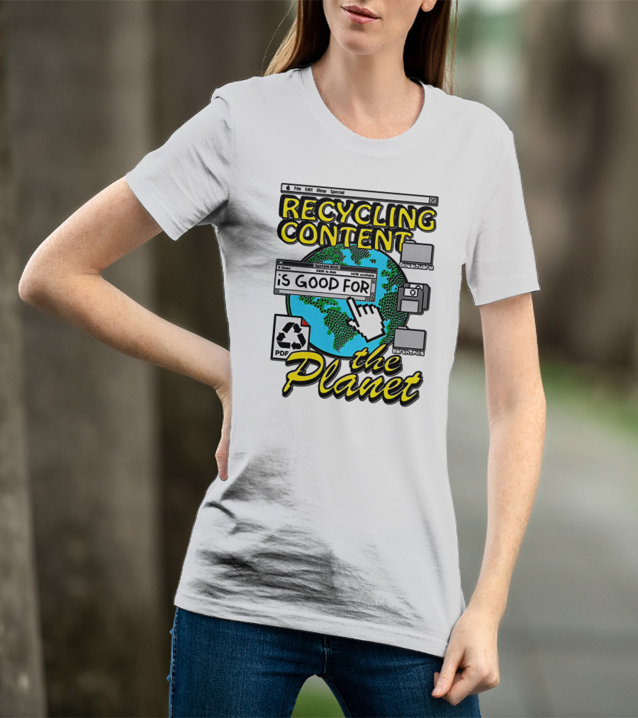 Recycling Content System Disk PDF Global Warm Earth Pics The Planet T-Shirt