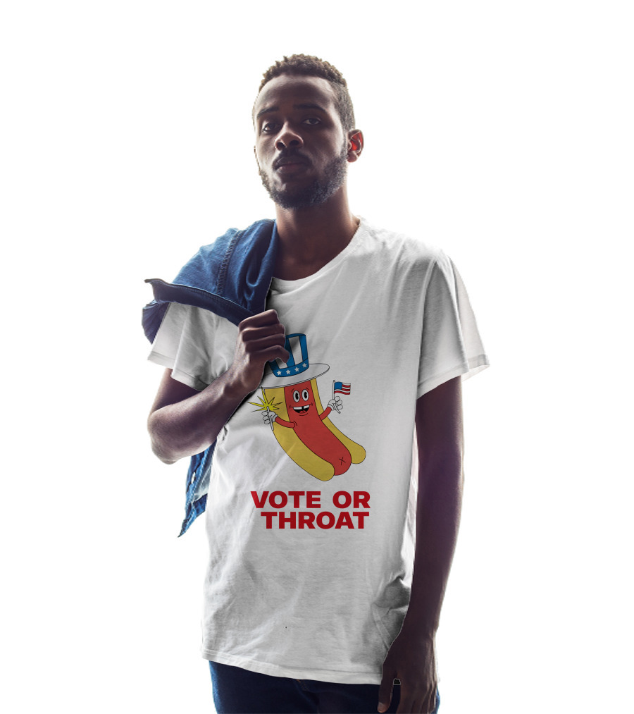 Vote Or Throat Uncle Sam Hotdog With American Flag T-Shirt
