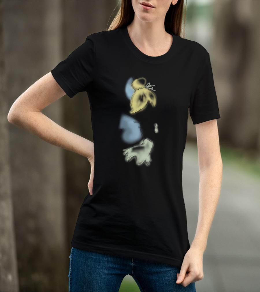 Disney Peter Pan Tinkerbell Black Airbrush Sketch Stars T-Shirt
