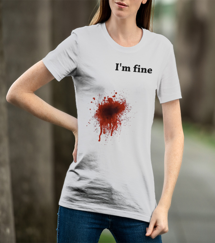 I'm Fine Bloody Zombie Bite Scary Halloween T-Shirt