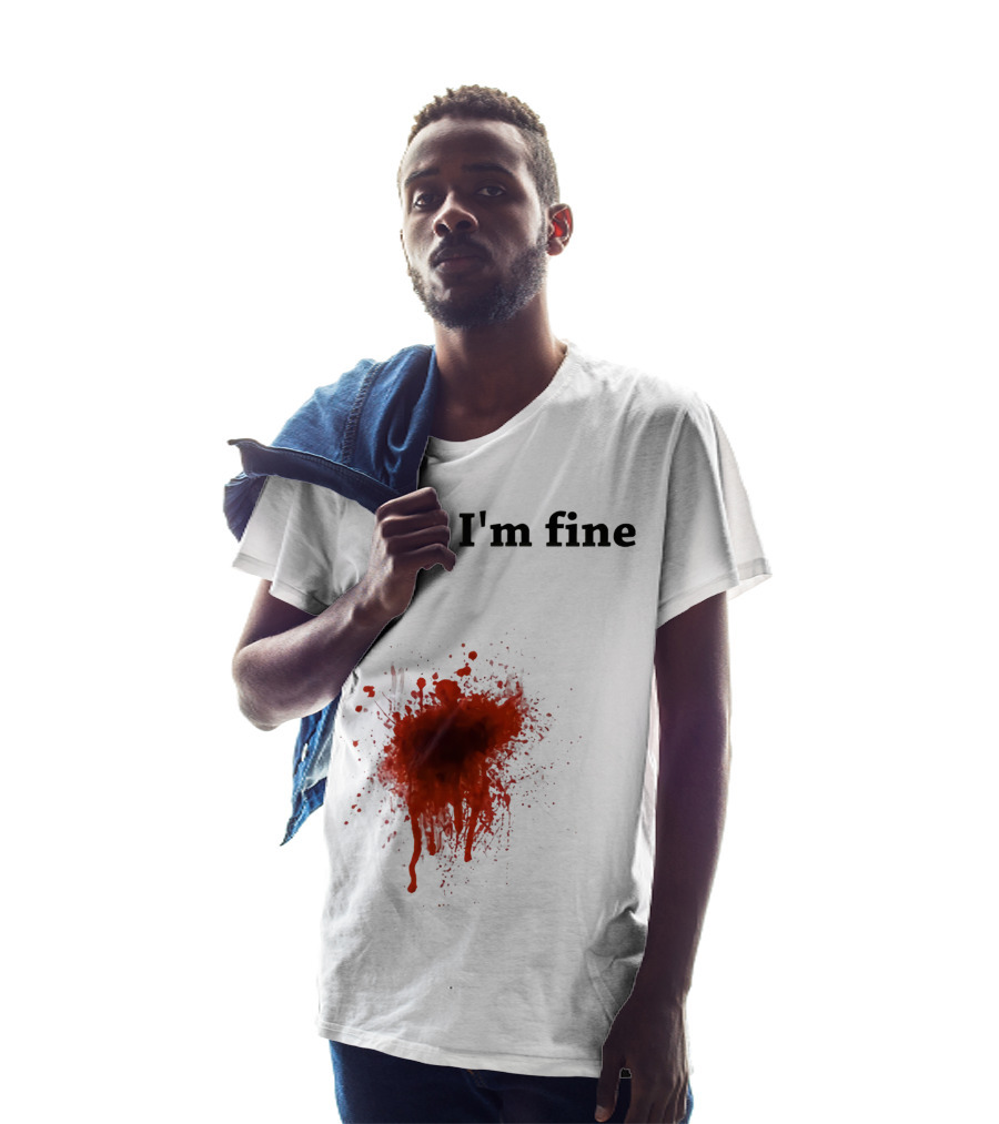 I'm Fine Bloody Zombie Bite Scary Halloween T-Shirt