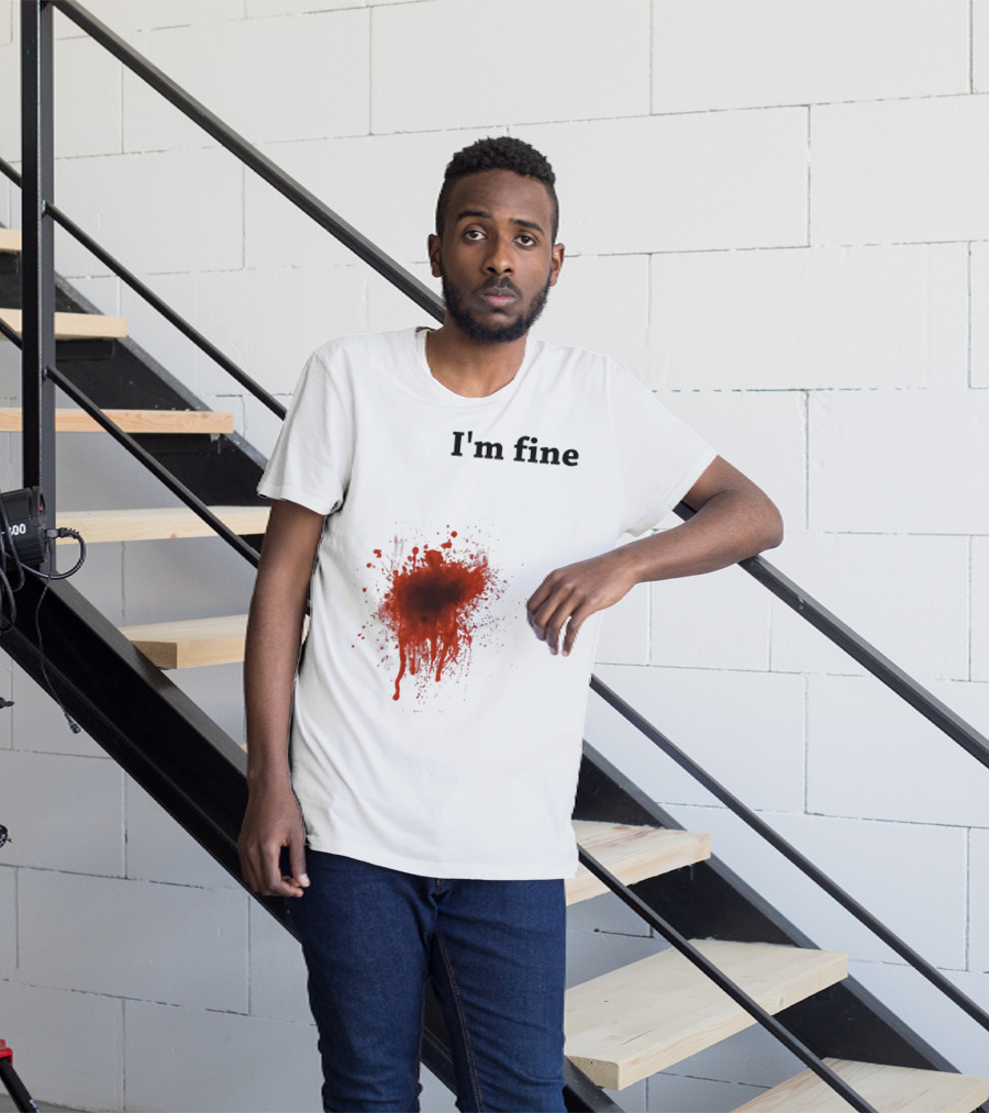 I'm Fine Bloody Zombie Bite Scary Halloween T-Shirt