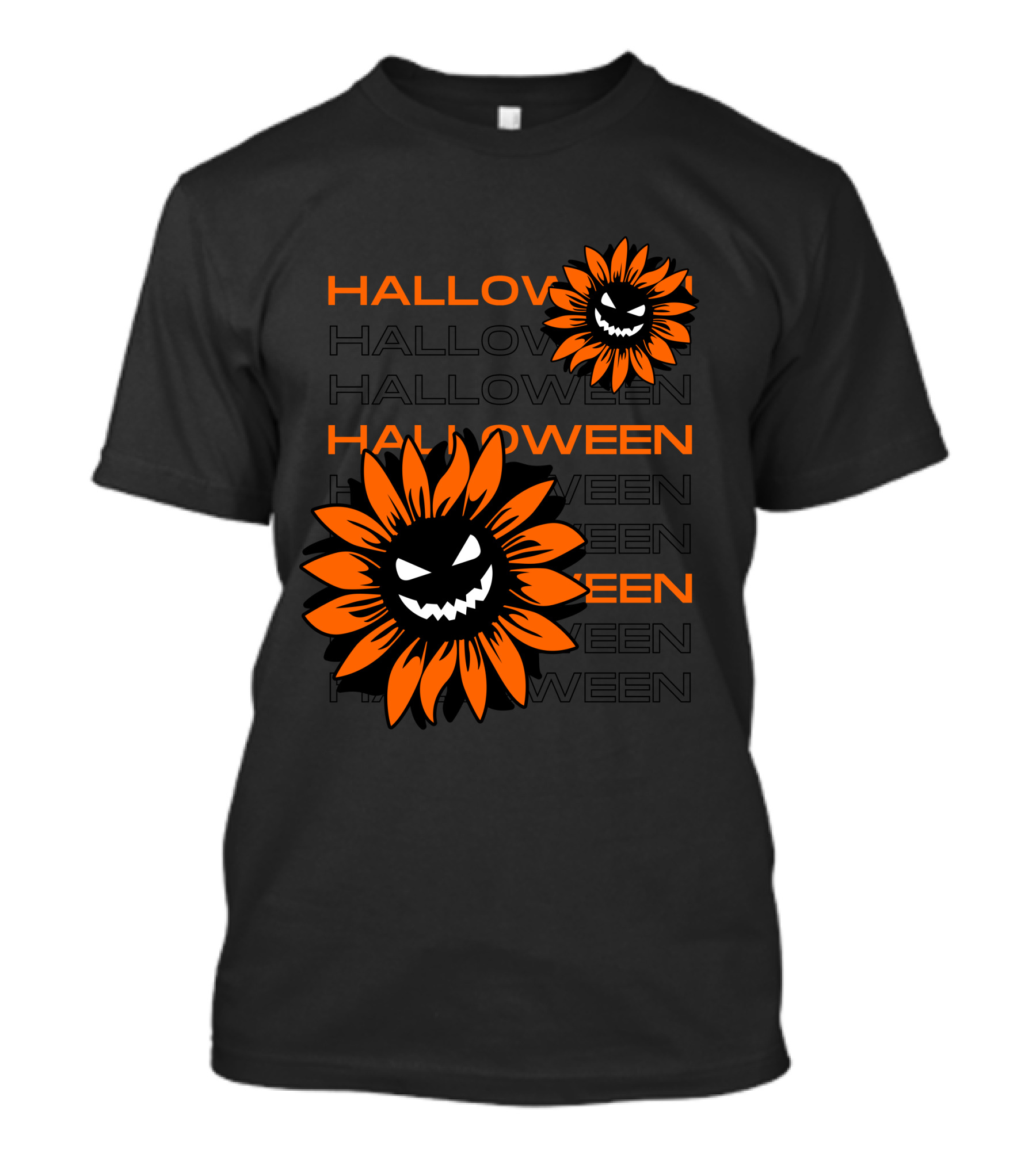 Halloween Devil Sunflower Face T-Shirt