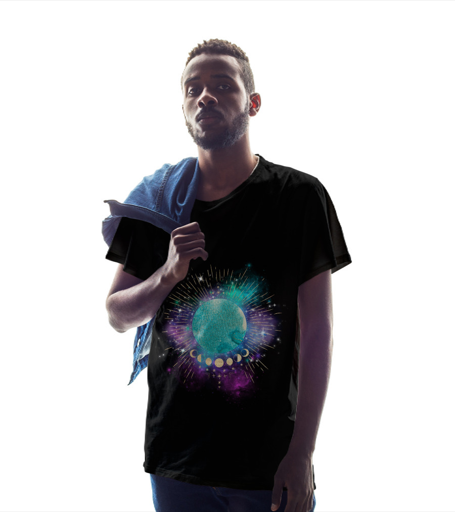 Miracle Planet Celestial Cosmic Phases With Stars And Galaxy Elements T-Shirt