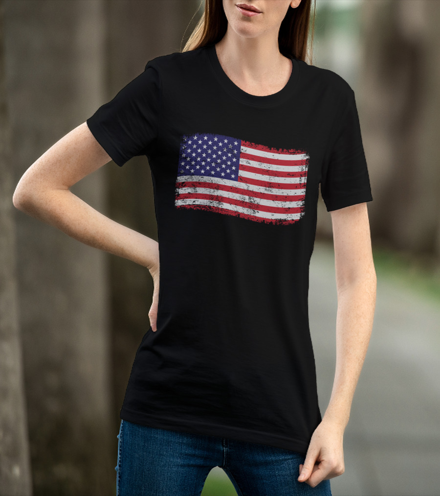 American Flag Distressed Vintage Style T-Shirt