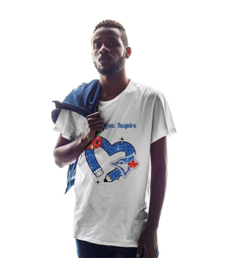 Toronto Blue Jays Teach Love Inspire Glitter Heart Apple T-Shirt