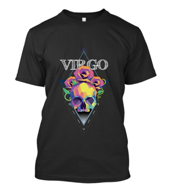 Virgo Polygonal Skull With Roses T-Shirt