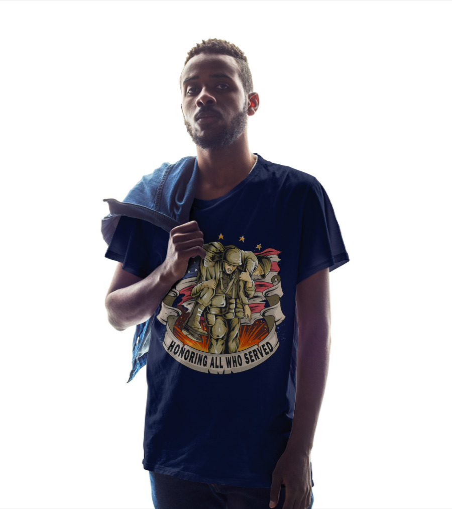 Honoring All Who Served American Army Veterans Holding Friends T-Shirt
