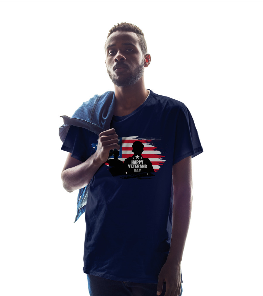 Happy Veterans Day Flag With Saluting T-Shirt