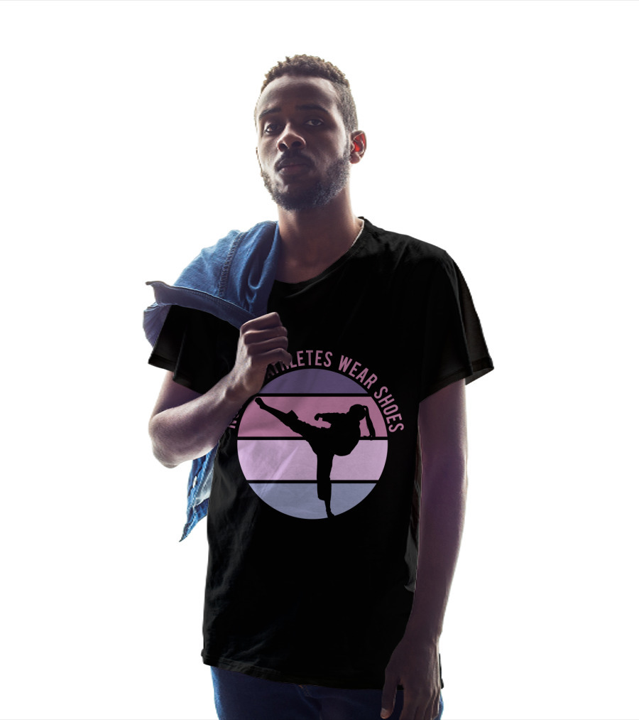 Not All Athletes Wear Shoes Taekwondo Silhouette Kicking In Colorful Circle T-Shirt