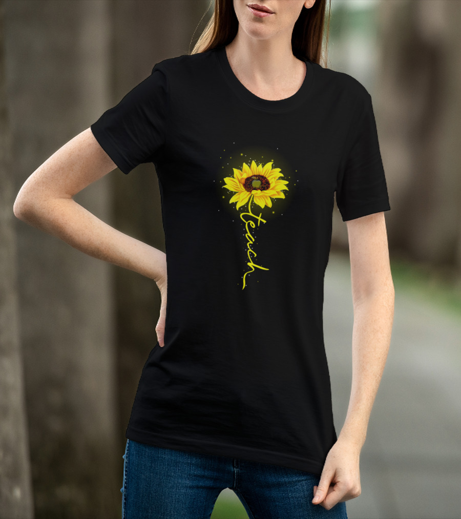 Sunflower Blossom With Teach Script T-Shirt