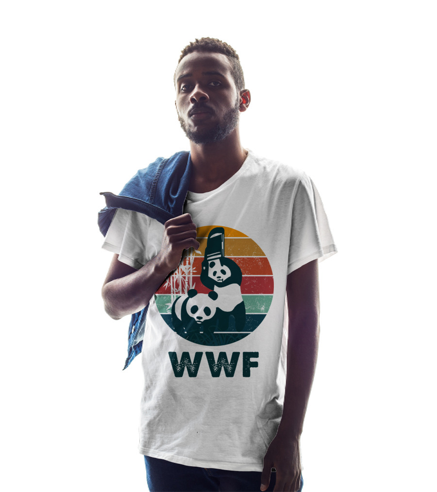 WWF Panda Retro Bamboo Scene T-Shirt