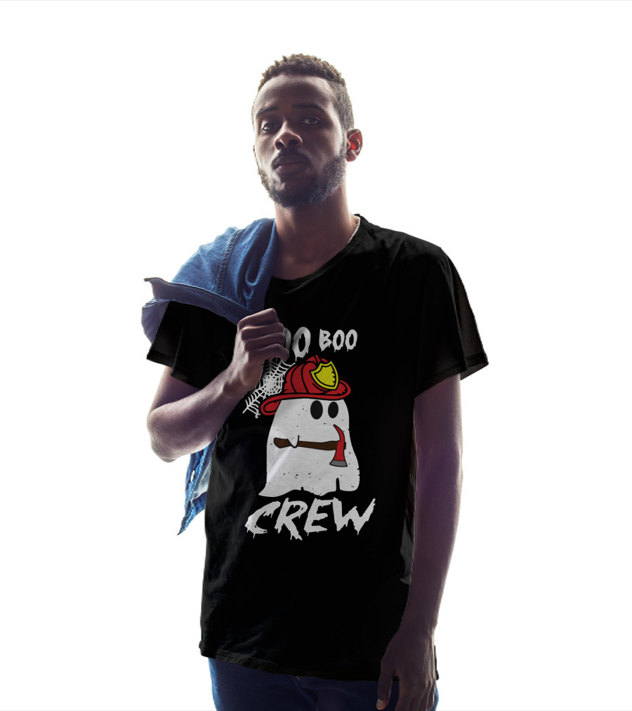 Boo Boo Firefighter Crew Ghost With Axe And Helmet T-Shirt
