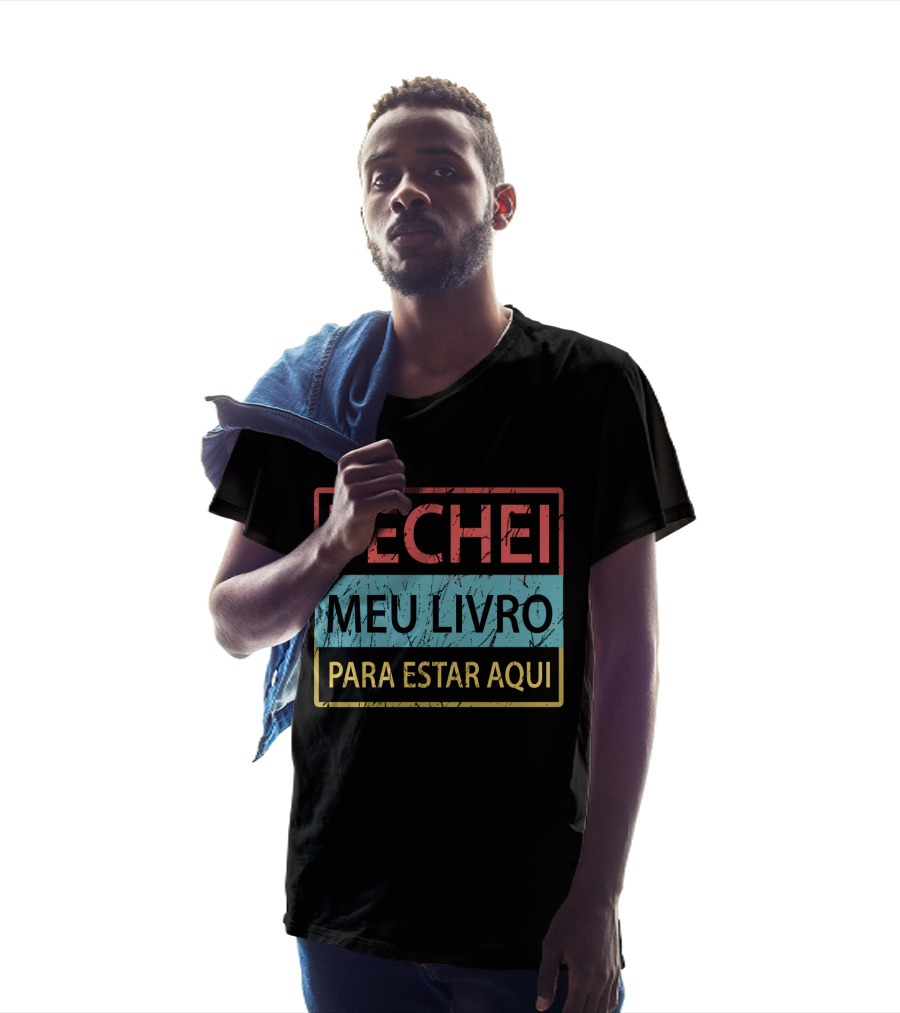 Fechei Meu Livro Para Estar Aqui Vintage Distressed Style Text Blocks T-Shirt