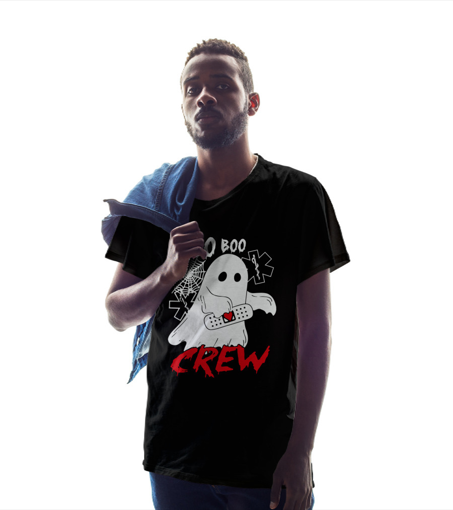 EMT Boo Boo Crew Ghost With Bandage And Cobweb T-Shirt