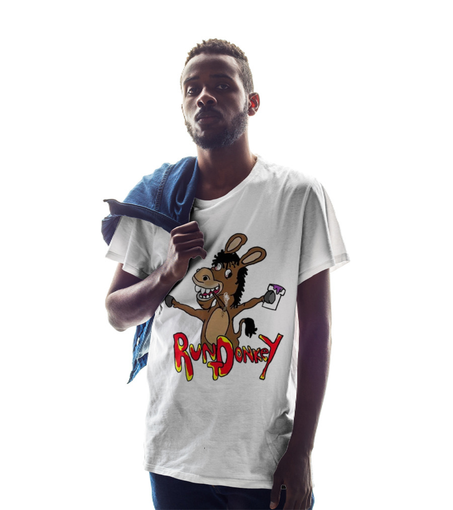 Runt Donkey Parody With Cartoon Donkey Holding Bell And Rockstar T-Shirt
