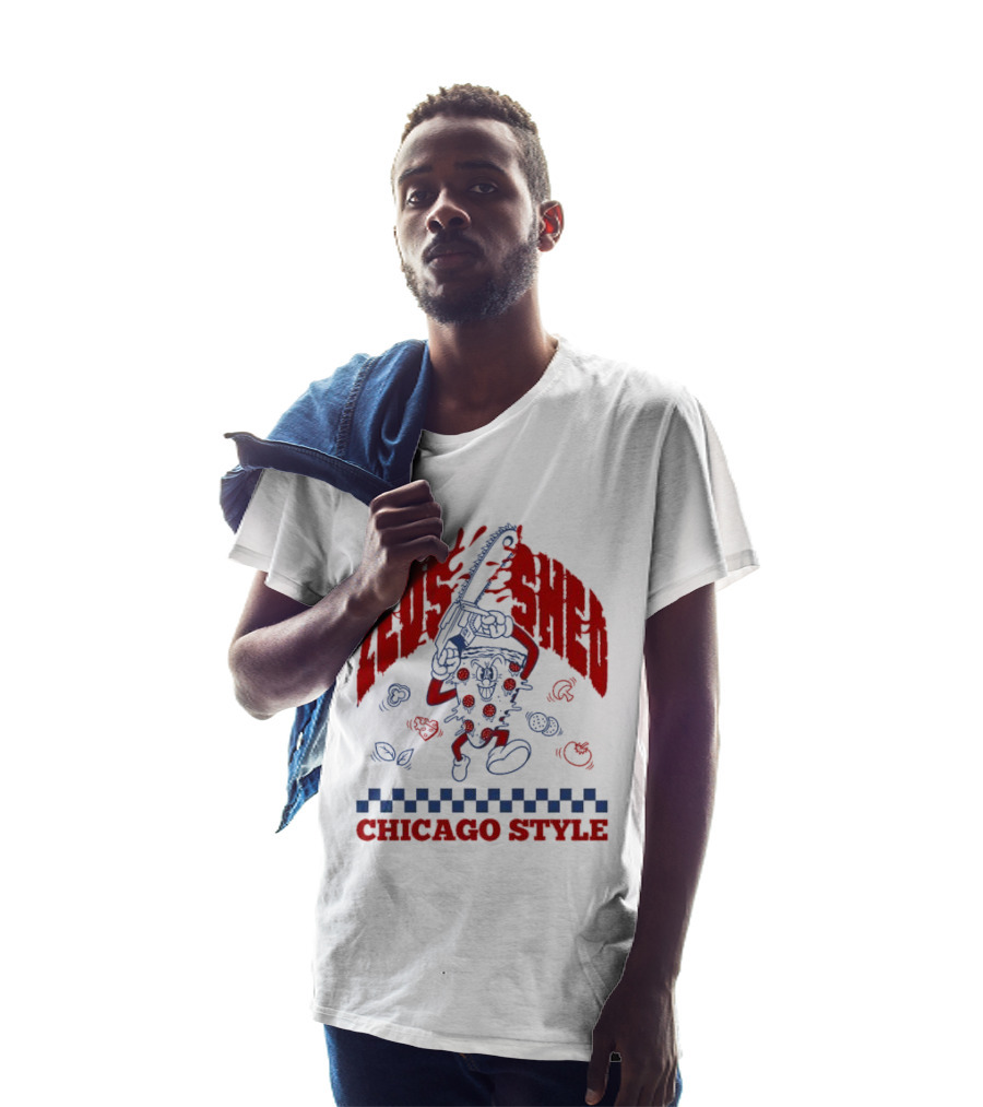 Zeds Shed Pizza Chainsaw Chicago T-Shirt
