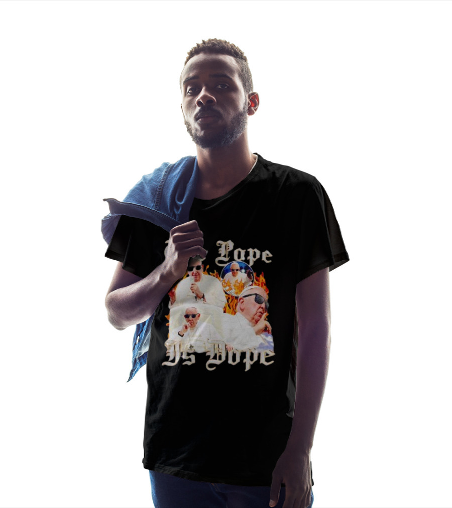 The Pope Is Dope Pope Francis Sunglasses Flames T-Shirt