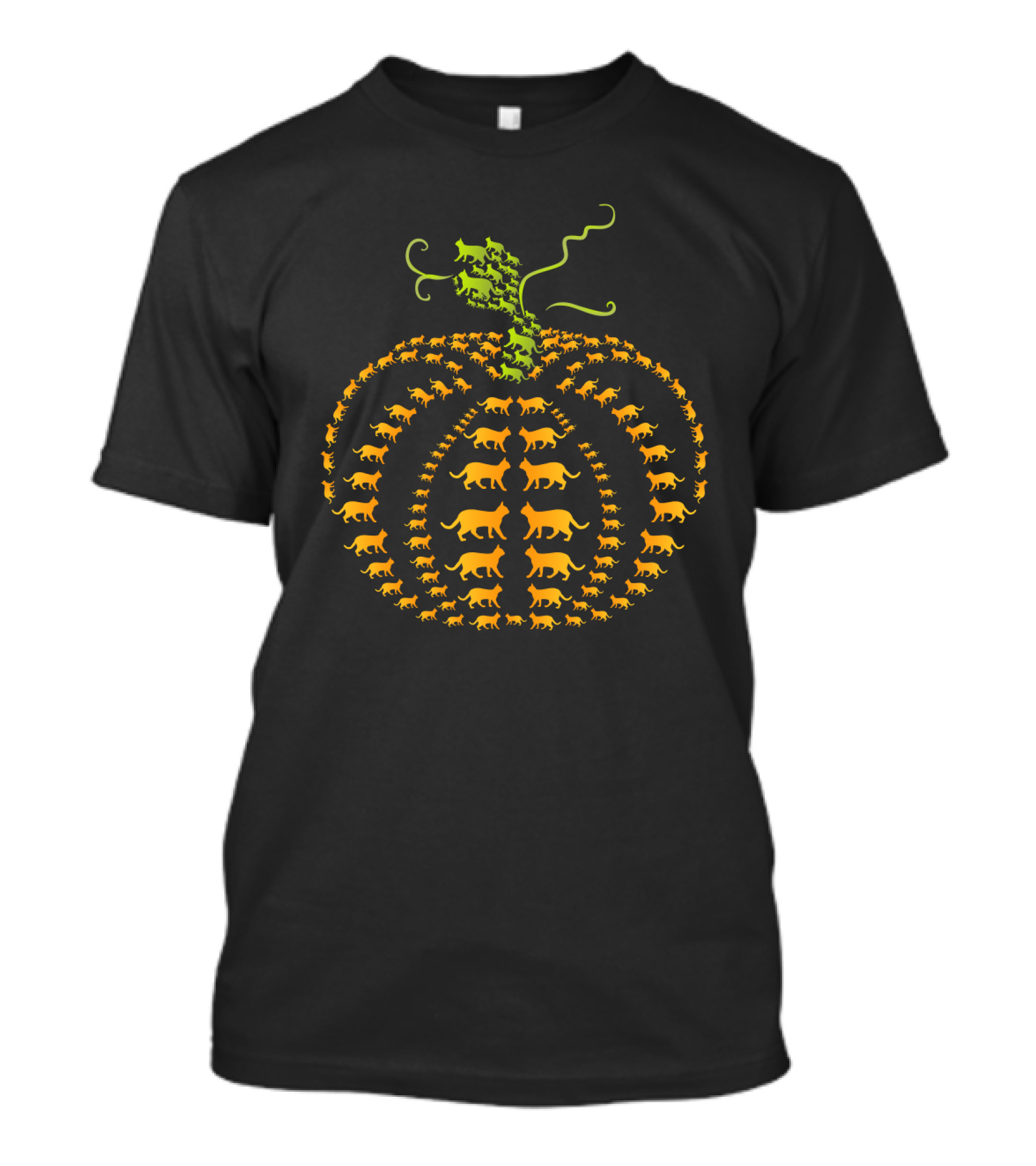 Cat Pumpkin Made Of Orange Feline Silhouette T-Shirt
