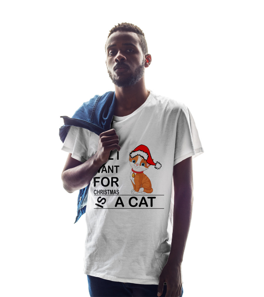 All I Want For Christmas Is A Cat Wearing Santa Hat T-Shirt