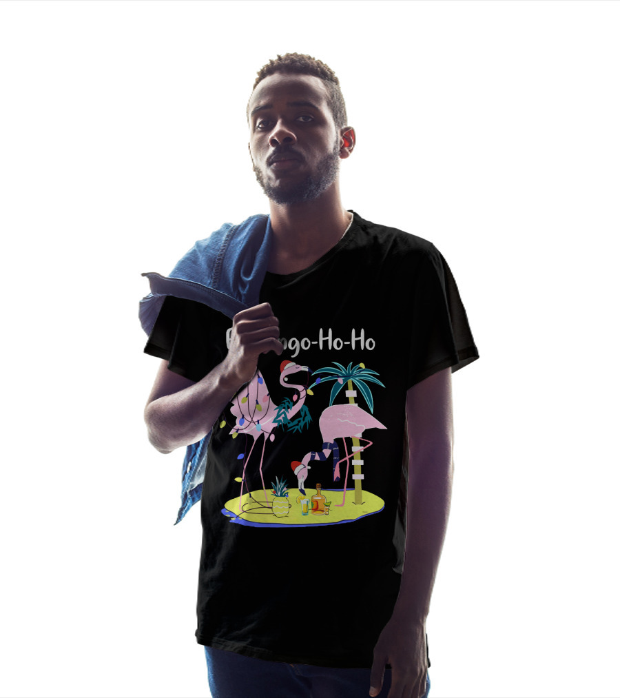 Flamingo Ho Ho Tequila Wine Island Holiday Party T-Shirt