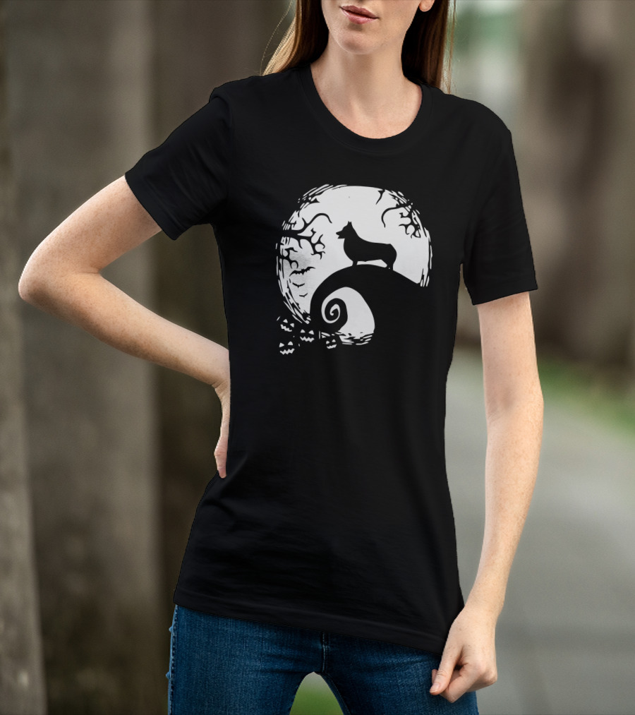 Halloween Corgi Nightmare Hill Moonlight T-Shirt