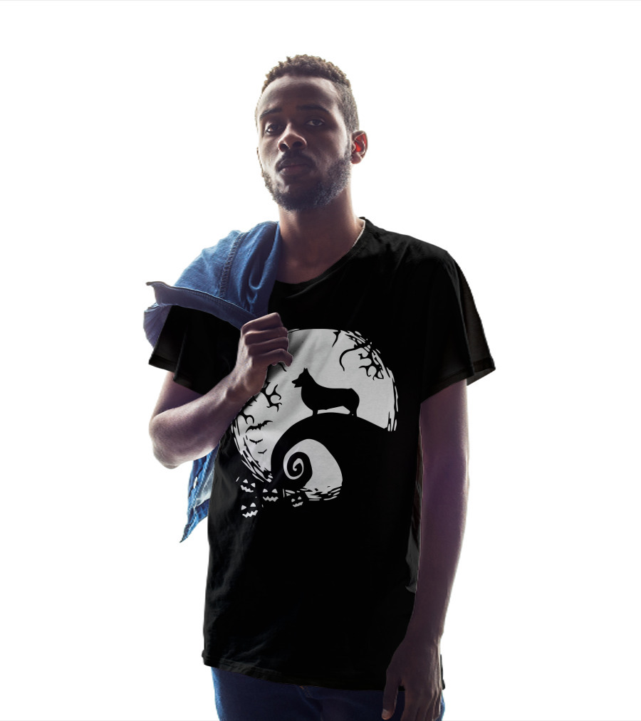 Halloween Corgi Nightmare Hill Moonlight T-Shirt