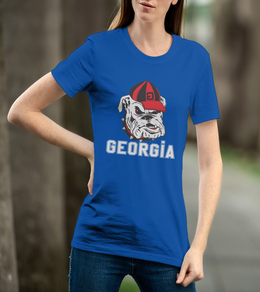 Georgia Bulldogs Vintage Red And Black Cap Bulldog T-Shirt