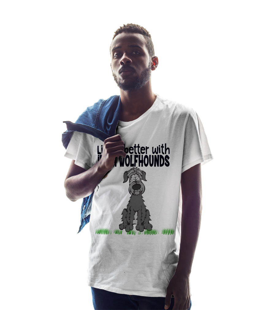 Life Is Better With Irish Wolfhounds Accompanied By Butterfly And Grass T-Shirt
