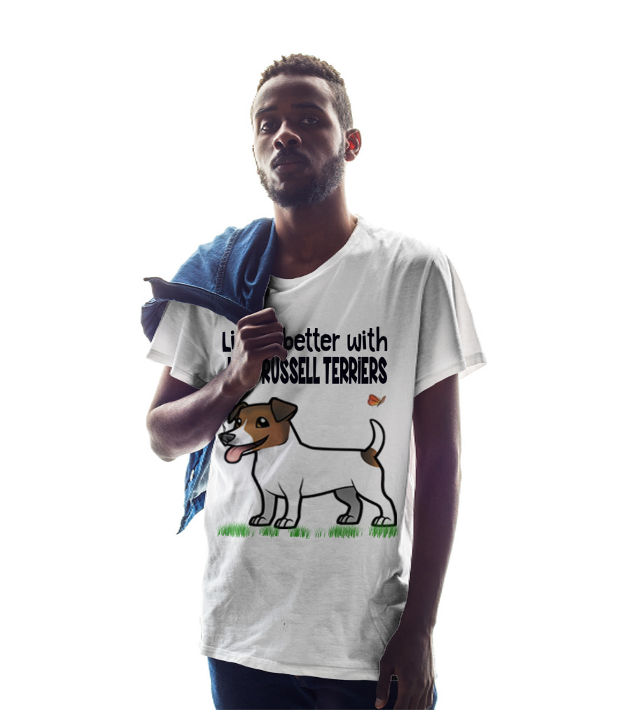 Life Is Better With Jack Russell Terriers Cute Dog And Butterfly T-Shirt