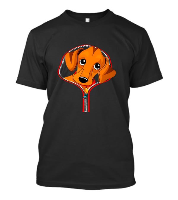 Dachshund Zipper Dog Peeking Out T-Shirt