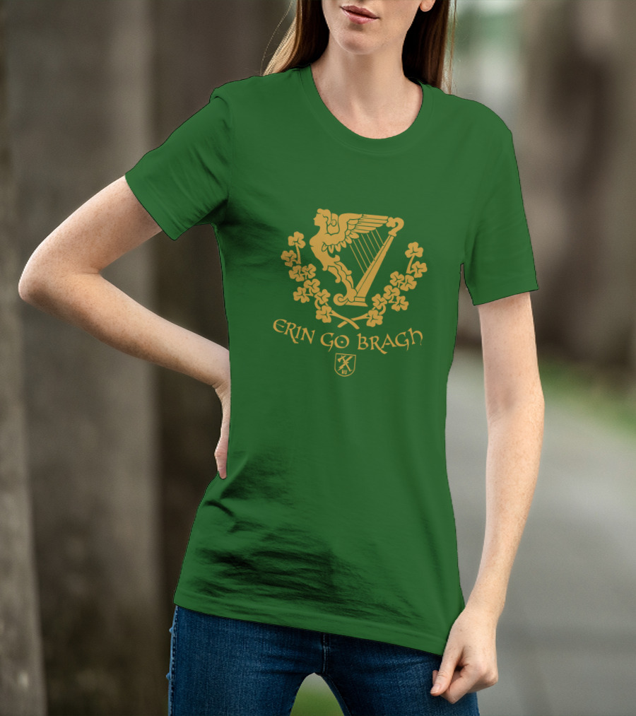 Erin Go Bragh Irish Harp And Shamrock Emblem T-Shirt