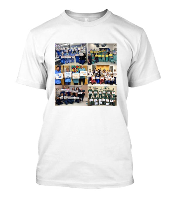 We Stay Here For You Please Stay Home For Us Healthcare Workers Holding Signs T-Shirt