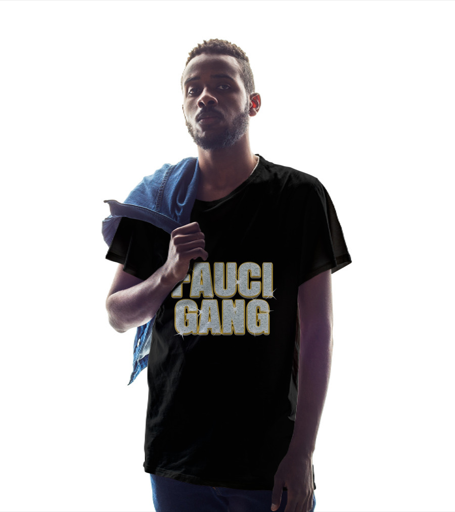 FAUCI GANG Sparkling Silver Text T-Shirt
